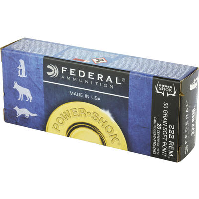 Federal Ammo Power-Shok 222 Remington SP 50 Grain