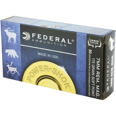 Federal Ammo Power-Shok 7mm Magnum SP 175 Grain 20 Federal Ammo Power-Shok 7mm Magnum SP 175 Grain 20