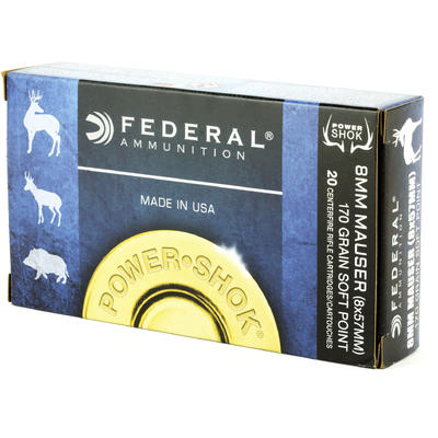 Federal Ammo Power-Shok 8mm Mauser SP 170 Grain 20
