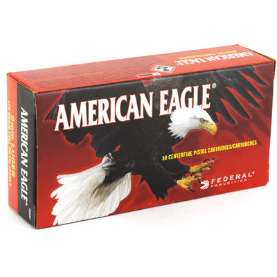 Federal Ammo American Eagle 9mm FMJ 124 Grain 50 R