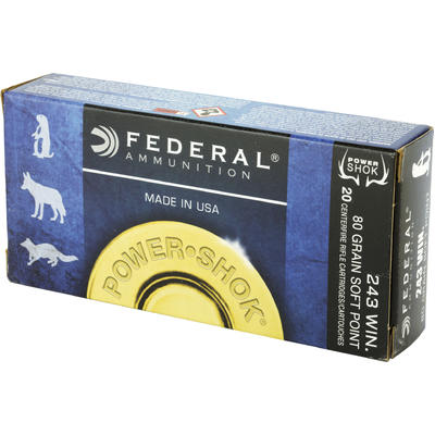 Federal Ammo Power-Shok 243 Winchester SP 80 Grain
