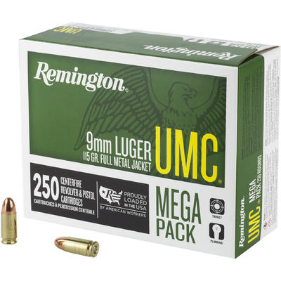 Remington Ammo UMC 9mm Metal Case 115 Grain 250 Ro