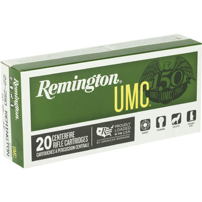 Remington Ammo UMC 22-250 Remington 50 Grain JHP 2