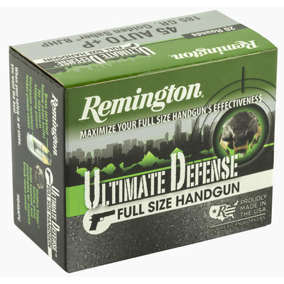 Remington Ammo Defense 45+P ACP 185 Grain JHP 20 R Remington Ammo Defense 45+P ACP 185 Grain JHP 20 R