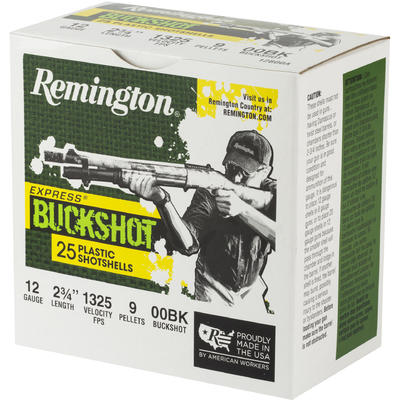 Remington Shotshells 12 Gauge 00 Buckshot 25 Round Remington Shotshells 12 Gauge 00 Buckshot 25 Round