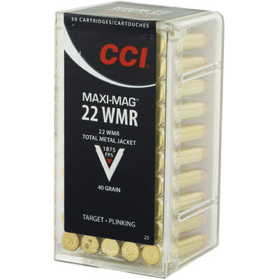 CCI Rimfire Ammo Maxi-Mag .22 Magnum (WMR) TMJ 40 CCI Rimfire Ammo Maxi-Mag .22 Magnum (WMR) TMJ 40