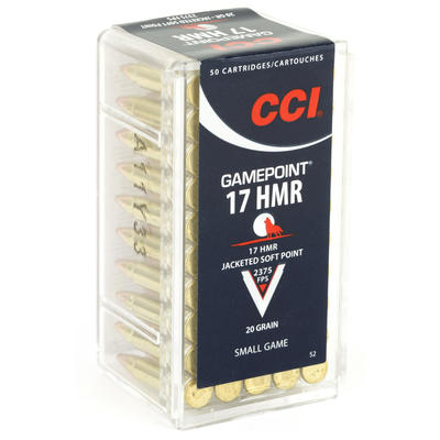 CCI Rimfire Ammo Small Game .17 HMR 20 Grain Gamep