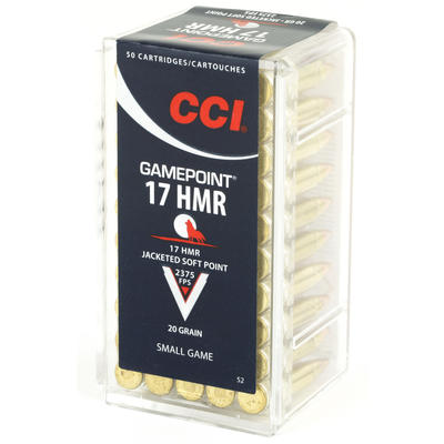 CCI Rimfire Ammo Small Game .17 HMR 20 Grain Gamep