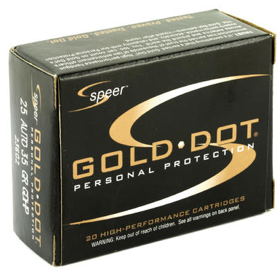 Speer Ammo Gold Dot 25 ACP 35 Grain Gold Dot HP 20