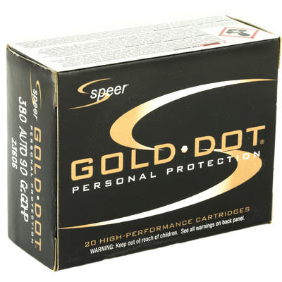 Speer Ammo Gold Dot 380 ACP 90 Grain Gold Dot HP 2