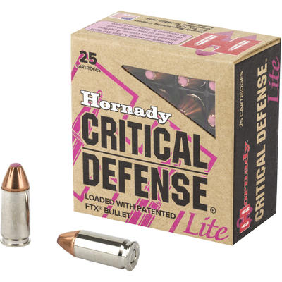 Hornady Ammo Critical Defense Lite 9mm 100 Grain F