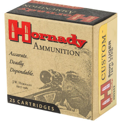 Hornady Ammo 9mm XTP JHP 124 Grain 25 Rounds [9024