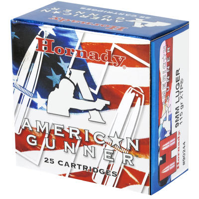 Hornady Ammo Amer Gunner 9mm 115 Grain XTP 25 Roun