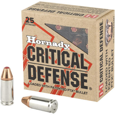 Hornady Ammo Critical Defense 9mm FTX 115 Grain 25