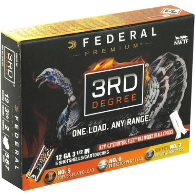 Federal Shotshells 3 Rounds Deg Turkey 12 Gauge 3.