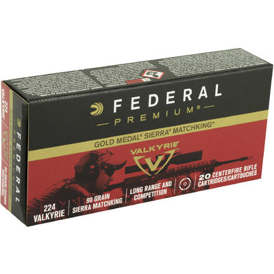 Federal Ammo Gold Medal 224 Valkyrie 90 Grain Sier