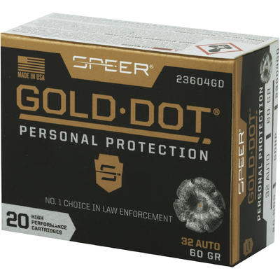 Speer Ammo Gold Dot Personal Protection 32 ACP 60