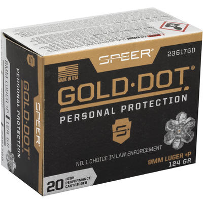 Speer Ammo Gold Dot Personal Protection 9mm+P Luge Speer Ammo Gold Dot Personal Protection 9mm+P Luge