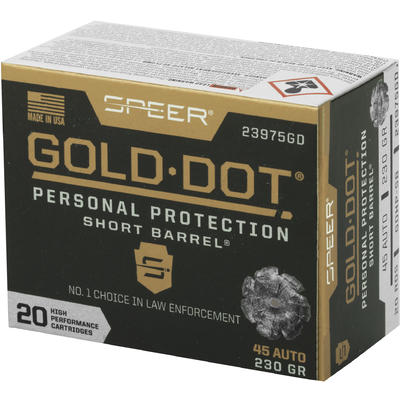 Speer Ammo Gold Dot Personal Protection 45 ACP 230