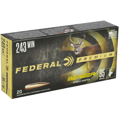 Federal Ammo 243 Winchester 95 Grain Berger Hybrid