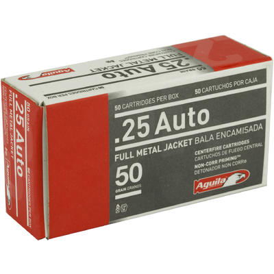 Aguila Ammo 25 ACP 50 Grain FMJ 50 Rounds [1E25211