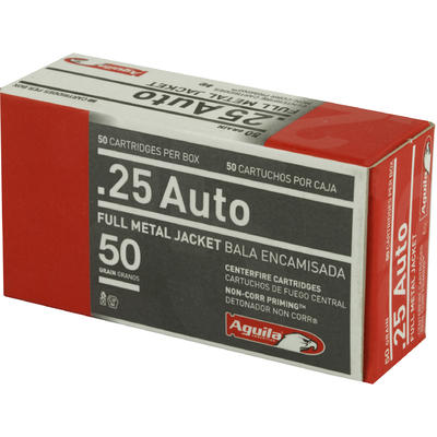 Aguila Ammo 25 ACP 50 Grain FMJ 50 Rounds [1E25211