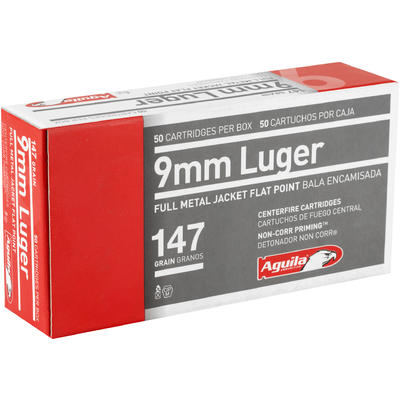 Aguila Ammo 9mm 147 Grain FMJ Flat Point 50 Rounds