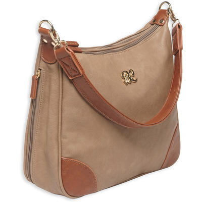 Bulldog Hobo Style Purse Taupe w/Tan Trim [BDP014]