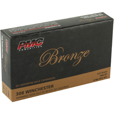 PMC Ammo Bronze 308 Winchester FMJ 147 Grain 20 Ro