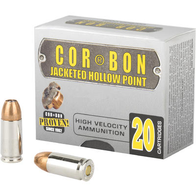CorBon Ammo Self Defense 9mm+P JHP 125 Grain 20 Ro