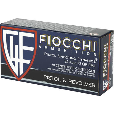 Fiocchi Ammo Shooting Dynamics 32 ACP 73 Grain FMJ