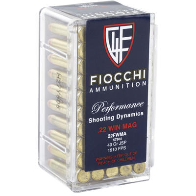 Fiocchi Rimfire Ammo .22 Magnum (WMR) JSP 40 Grain
