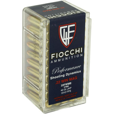 Fiocchi Rimfire Ammo .22 Magnum (WMR) JHP 40 Grain