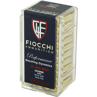Fiocchi Rimfire Ammo .22 Magnum (WMR) JHP 40 Grain