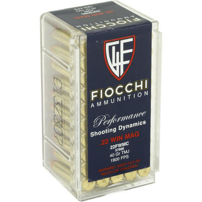 Fiocchi Rimfire Ammo .22 Magnum (WMR) FMJ 40 Grain