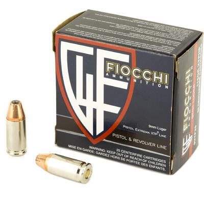 Fiocchi Ammo Extrema 9mm 115 Grain XTHP 25 Rounds