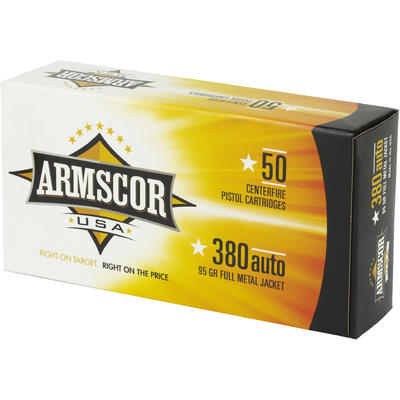 Armscor Ammo 380 ACP 95 Grain FMJ 50 Rounds [FAC38 Armscor Ammo 380 ACP 95 Grain FMJ 50 Rounds [FAC38
