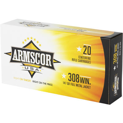 Armscor Ammo 308 Winchester 147 Grain FMJ 20 Round