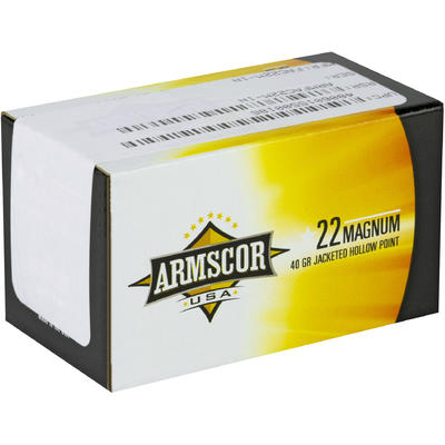 Armscor Ammo .22 Magnum (WMR) 40 Grain JHP 50 Roun