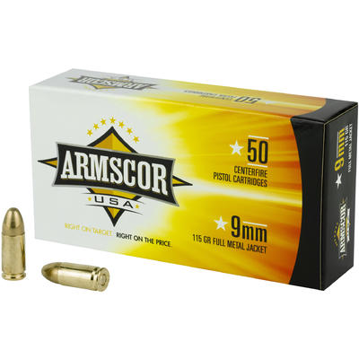 Armscor Ammo 9mm 115 Grain FMJ 50 Rounds [FAC92N]