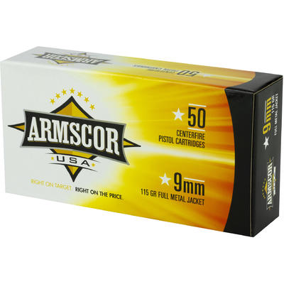 Armscor Ammo 9mm 115 Grain FMJ 50 Rounds [FAC92N]