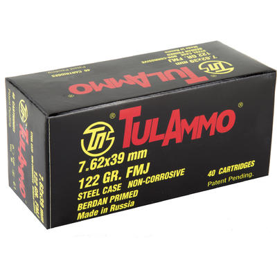 Tula Ammo FMJ AK-47 7.62x39mm 122 Grain 40 Rounds