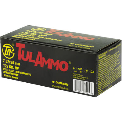 Tula Ammo HP AK-47 7.62x39mm 122 Grain 40 Rounds [