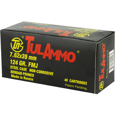 Tula Ammo FMJ AK-47 7.62x39mm 124 Grain FMJ 40 Rou Tula Ammo FMJ AK-47 7.62x39mm 124 Grain FMJ 40 Rou