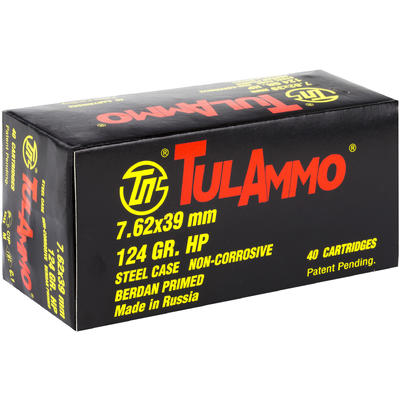 Tula Ammo AK-47 7.62x39mm 124 Grain HP 40 Rounds [ Tula Ammo AK-47 7.62x39mm 124 Grain HP 40 Rounds [