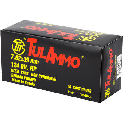 Tula Ammo AK-47 7.62x39mm 124 Grain HP 40 Rounds [ Tula Ammo AK-47 7.62x39mm 124 Grain HP 40 Rounds [