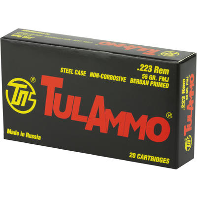 Tula Ammo 223 Remington FMJ 55 Grain Steel Case 20
