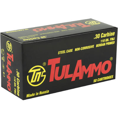 Tula Ammo 30 Carbine 110 Grain FMJ 50 Rounds [TA30 Tula Ammo 30 Carbine 110 Grain FMJ 50 Rounds [TA30