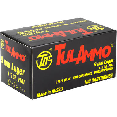 Tula Ammo Target 9mm 115 Grain FMJ Bi-Metal Casing