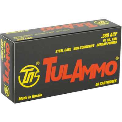 Tula Ammo 380 ACP FMJ 91 Grain 50 Rounds [TA380910